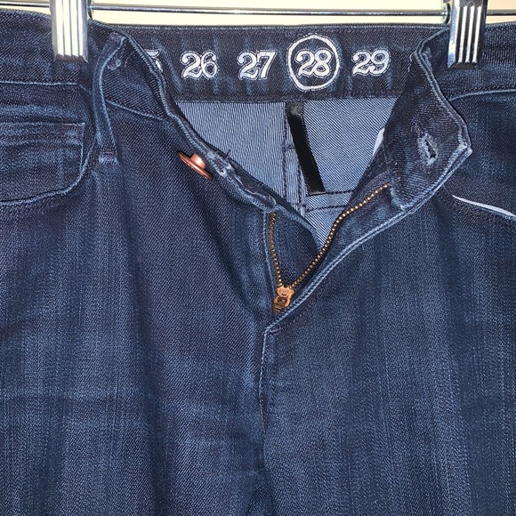 EARNEST SEWN Harlan.93B Cigarette Leg Jeans Uneven Hem Dark Wash Boho Y2K 28 - Picture 3 of 10